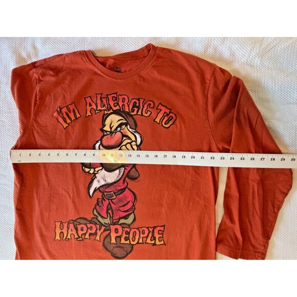 Disney Store Exclusive Grumpy Long Sleeve Shirt 100% Cotton XL Allergic to Happy - Picture 15 of 16